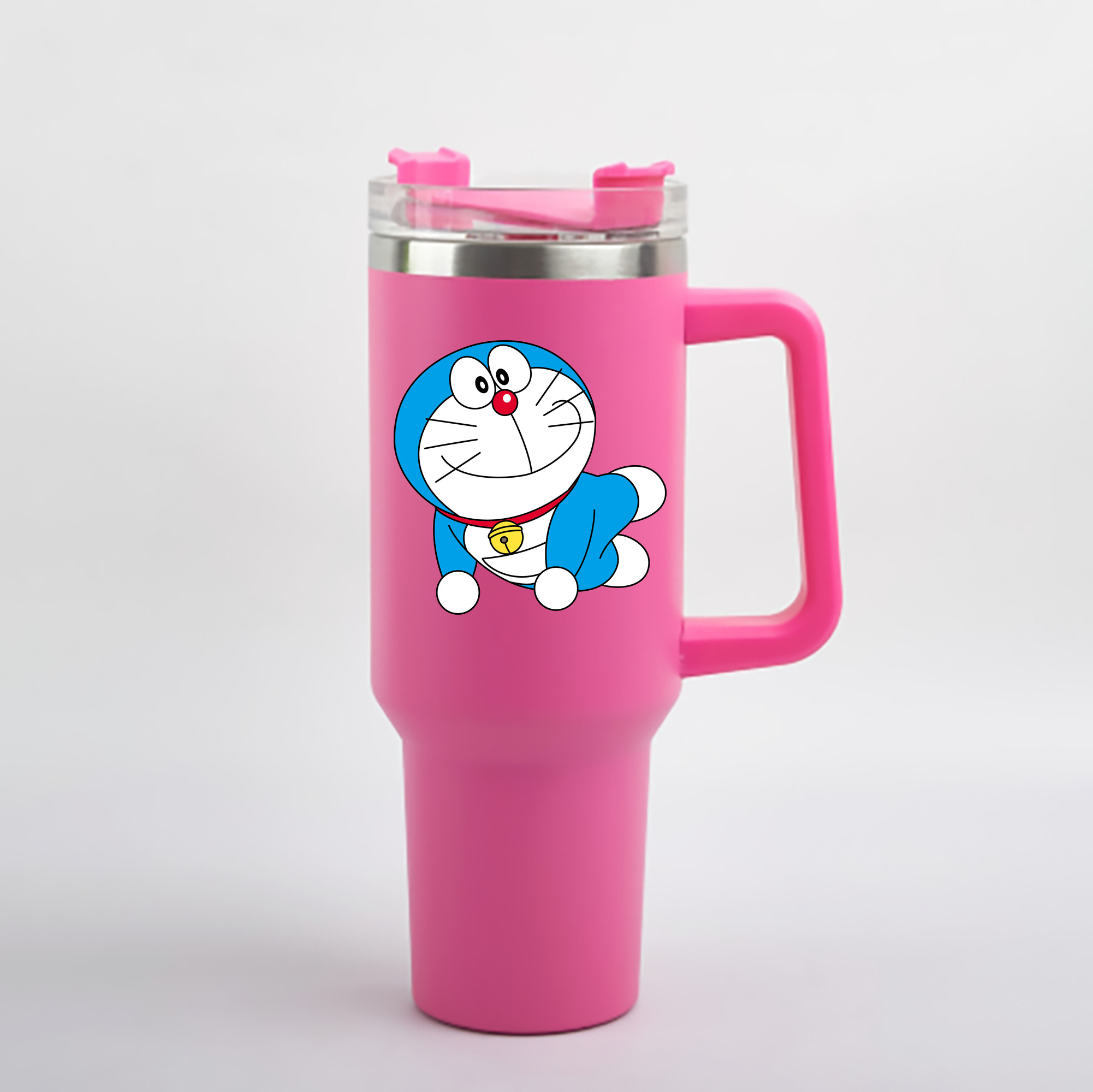 （画像用） ドラえもん Doraemon 1200mL車用タンブラー - クリスタルステッカー（プラスチックストロー付き）
